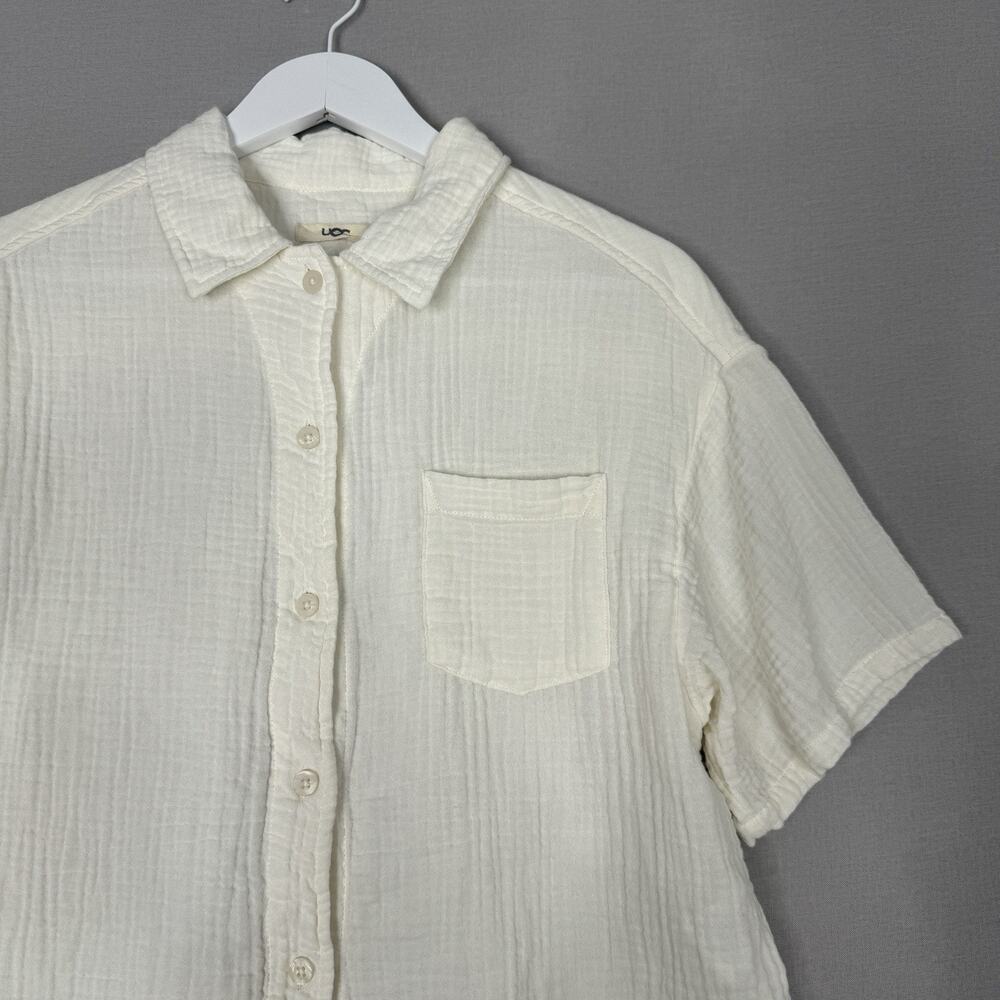 Ugg Womens Top M White 100% Cotton Embrook Shirt Gauze Relaxed Beachy Lounge - Picture 2 of 10